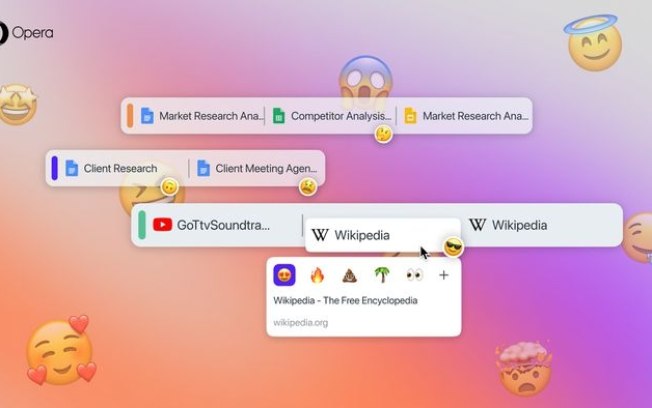 Navegador Opera permite usar emoji para organizar abas