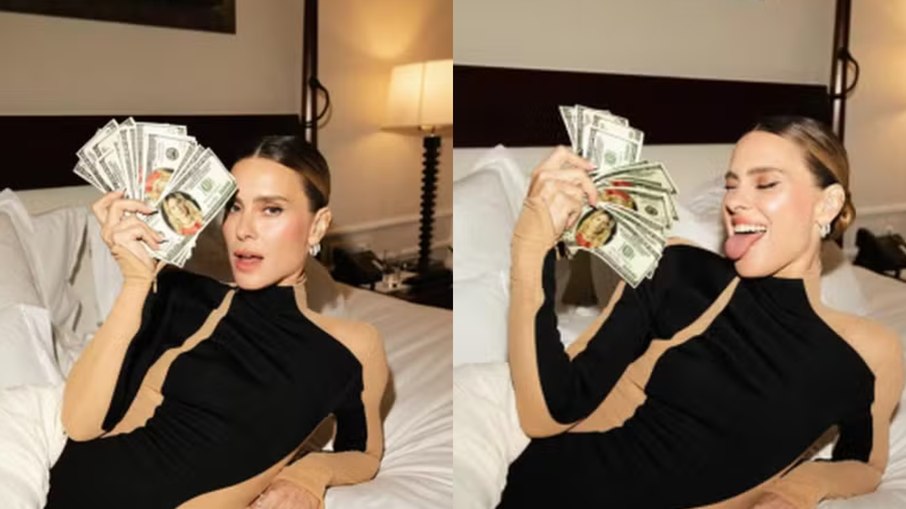 Carolina Dieckmmann posa com dinheiro falso Carolina Dieckmmann posa com dinheiro falso