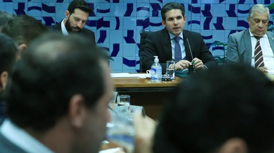 residente da Câmara dos Deputados, Hugo Motta, durante reunião de líderes