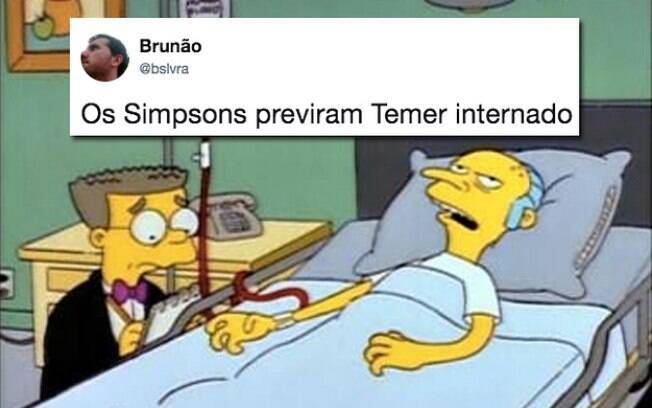 Os Simpsons já haviam previsto que Michel Temer seria internado, segundo a internet
