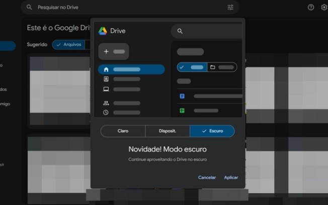 Google Drive libera modo escuro na versão web para todos