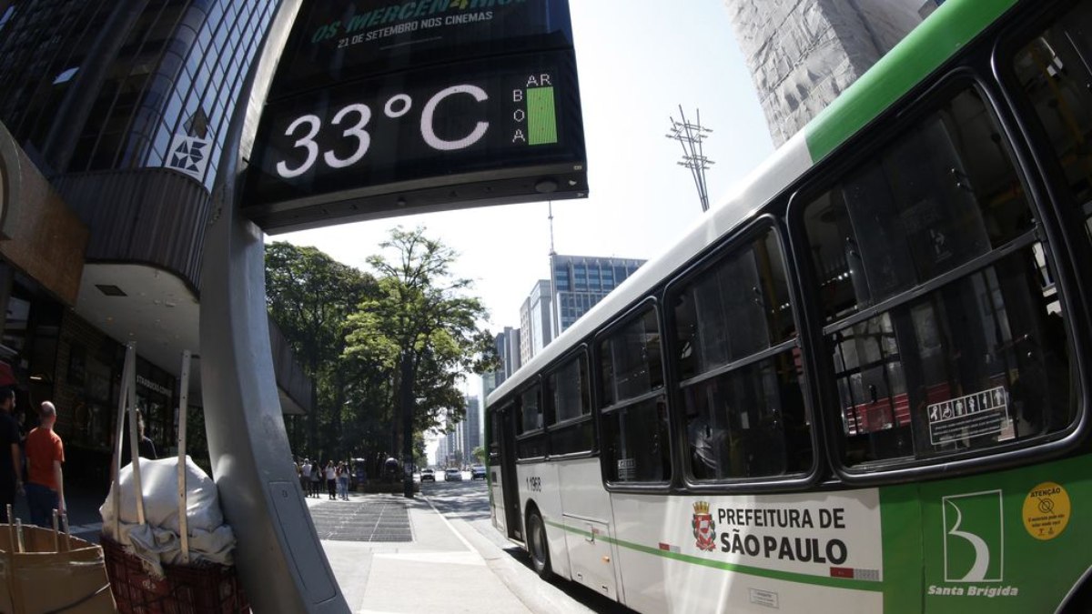 Termômetros na Avenida Paulista oscilando entre 33ºC e 35ºC