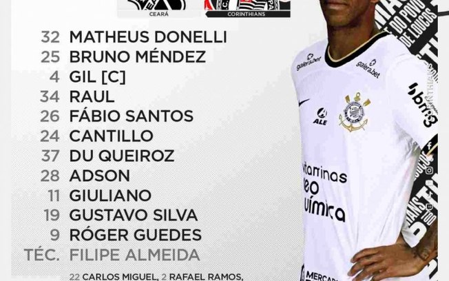 Corinthians definido para enfrentar o Ceará