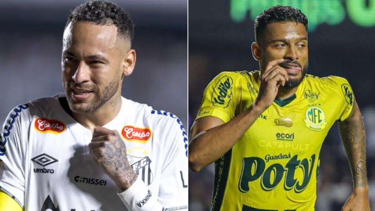 Neymar faz catimba com Reinaldo em jogo entre Santos e Mirassol Neymar faz catimba com Reinaldo em jogo entre Santos e Mirassol