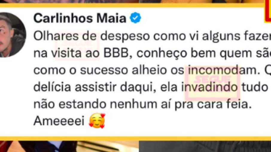 No tuíte, Carlinhos Maia fala que sucesso incomoda