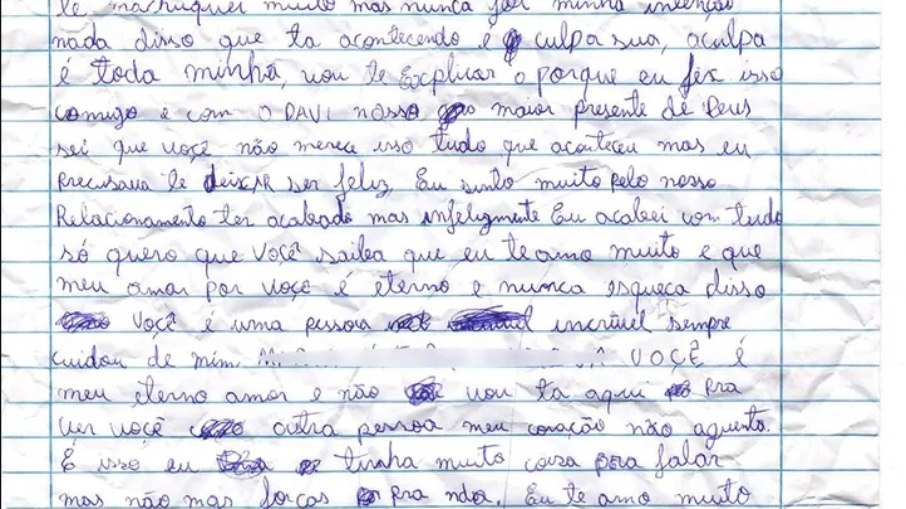 Carta deixada por pai que matou o filho e tentou suicídio