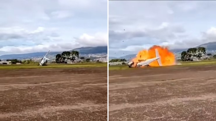 VÍDEO: avião cai, explode após decolagem e mata dois na Venezuela