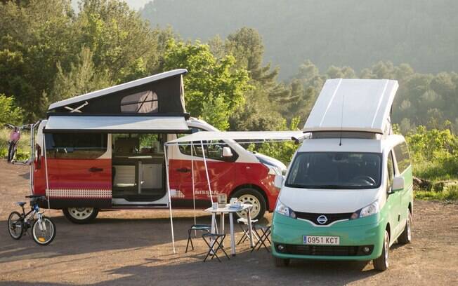 Uma das vans compactas criadas pela Nissan, a versão Camp, 100% elétrica, é um motorhome completo para até 4 pessoas