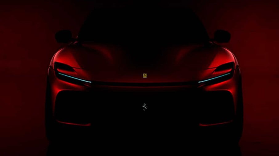 O único teaser oficial da Ferrari Purosangue é este, da foto acima. Em breve, será finalmente revelada