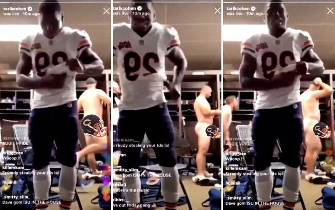 Tarik Cohen%2C do Chicago Bears%2C fez uma live no Instagram e mostrou Kyle Long pelado
