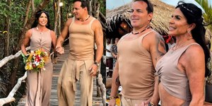 Após mudança no visual, Gretchen renova votos