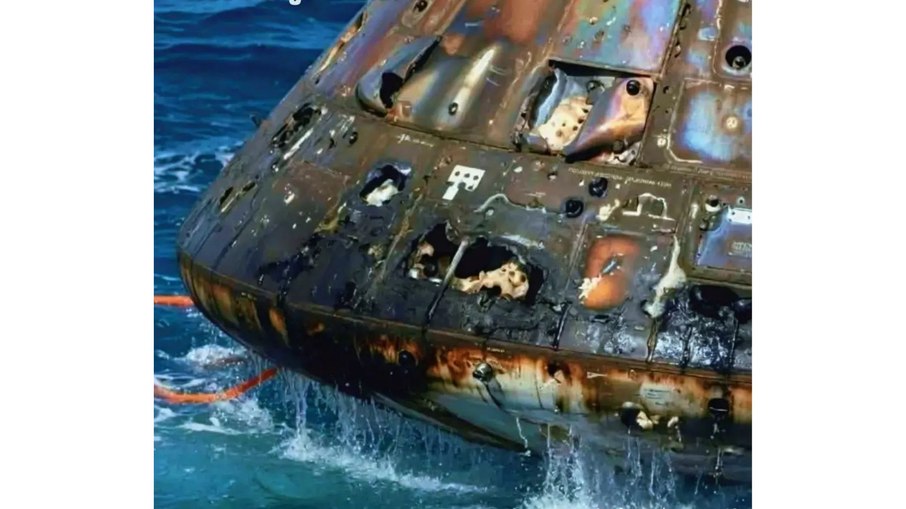 Detalhes da cápsula Orion queimados