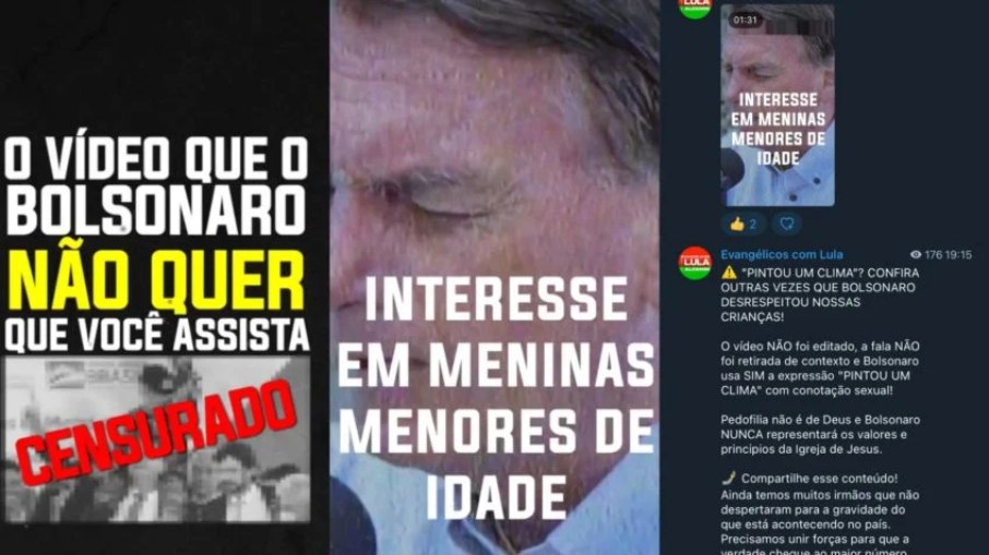 Vídeo divulgado pela campanha de Lula através do canal Evangélicos com Lula volta a associar Bolsonaro à pedofilia