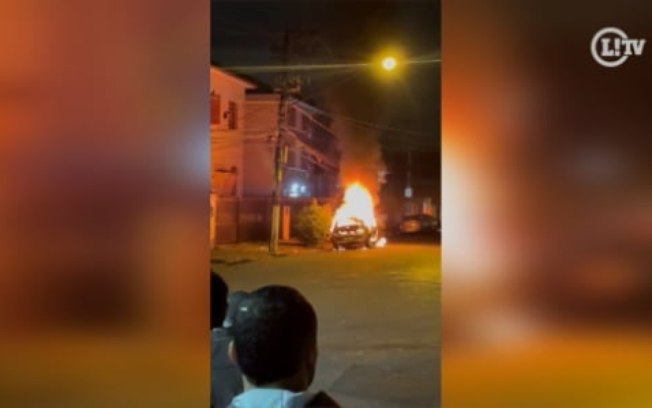 Carro é incendiado nos arredores da Vila Belmiro após Santos x Botafogo