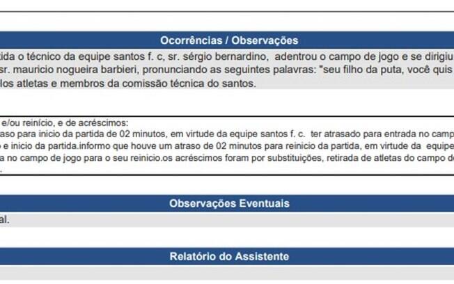 Confusão em jogo de Santos x Flamengo é relatado na súmula da partida