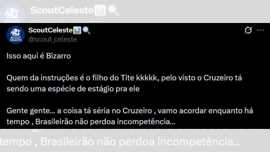 Protagonismo de filho de Tite irrita torcida do Cruzeiro