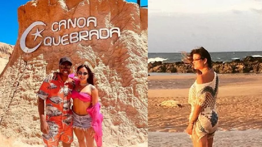 O casal Thiaguinho e Carol Peixinho, e a atriz Cristiana Oliveira já visitaram a cidade de Canoa Quebrada, no Ceará