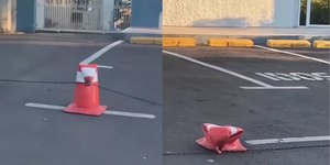 Vídeo: ondas de calor no RS 'derretem' cones de trânsito