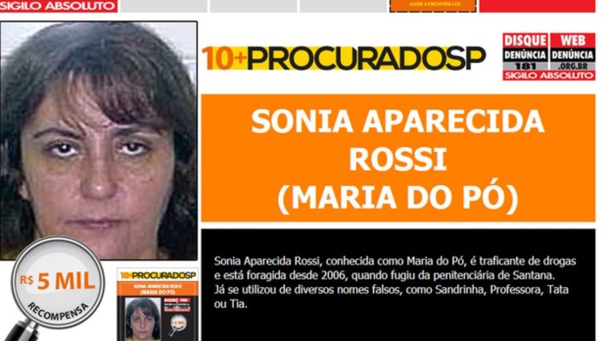 Informações sobre o paradeiro de Maria do Pó podem reder recompensa de R$5 mil