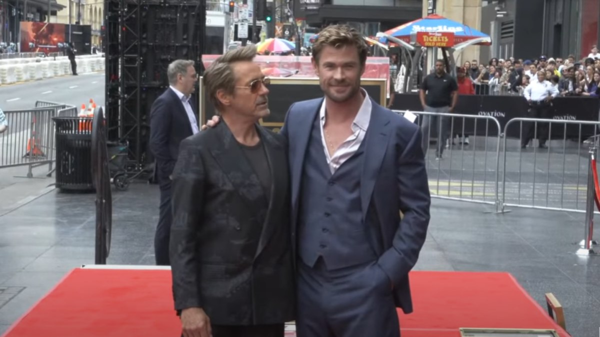Roberty Downey Jr. e Chris Hemsworth trabalharam juntos como interpretes de Homem de Ferro e Thor, nos filmes dos Vingadores da Marvel