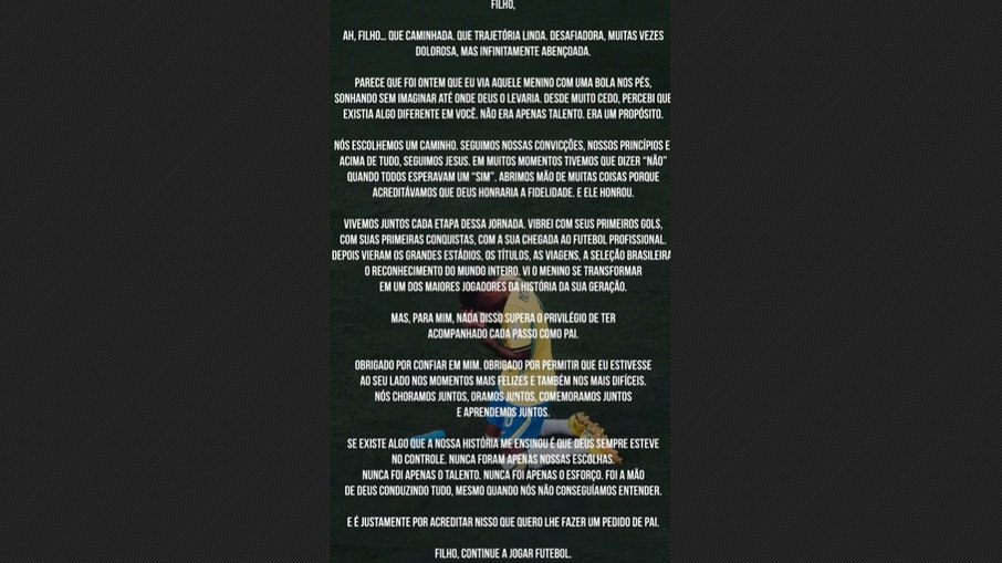 Trecho postagem Neymar pai Trecho postagem Neymar pai
