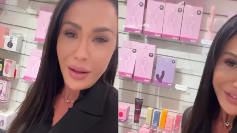 Solteira, Gracyanne Barbosa se diverte em sex shop de SP
