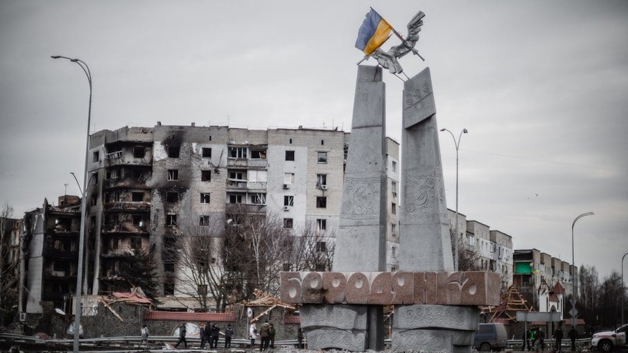 Destruição causada pela guerra na cidade ucraniana de Borodyanka