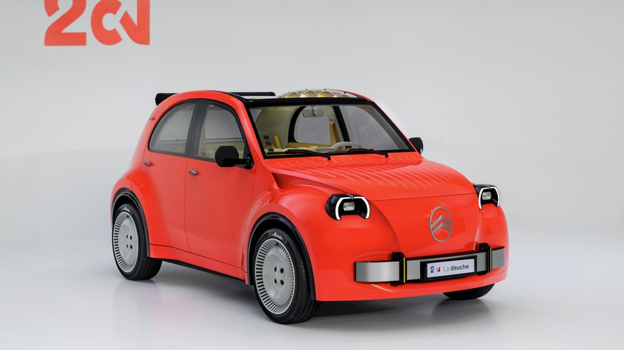 Com 3,76 metros de comprimento, o Citroën 2CV Concept tem dimensões próximas às do BYD Dolphin Mini vendido no Brasil.