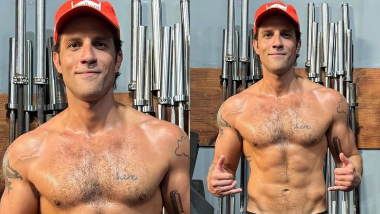 Chay Suede chama atenção ao posar sem camisa após treino