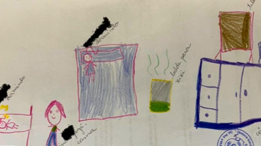 Criança denuncia abuso dentro de casa por meio de desenho entregue à professora durante atividade do Dia Nacional de Combate ao Abuso e à Exploração Sexual contra Crianças e Adolescentes