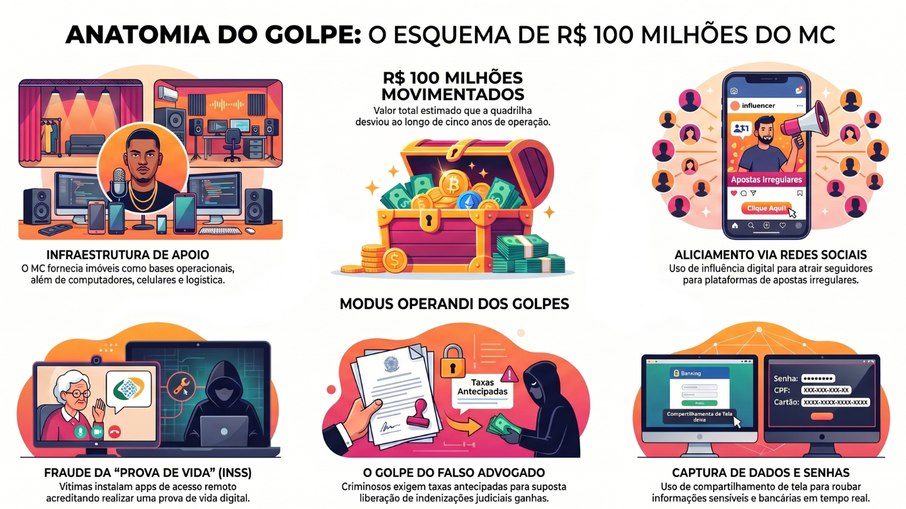 A investigação aponta que o MC não apenas divulgava, como também fornecia infraestrutura, apoio logístico e financeiro A investigação aponta que o MC não apenas divulgava, como também fornecia infraestrutura, apoio logístico e financeiro