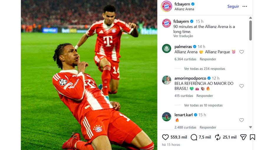Comemoração Bayern com frase de Abel