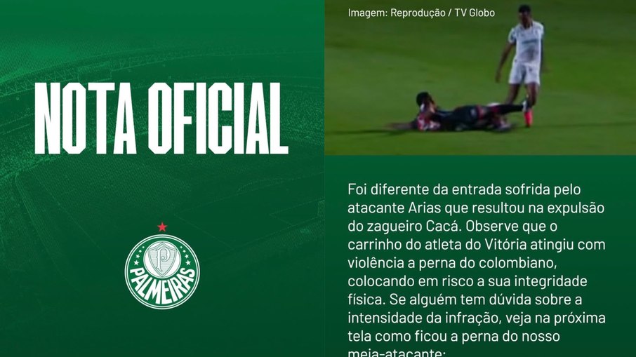 O Palmeiras divulgou mais uma nota relacionada a arbitragem nesta quinta-feira (30)