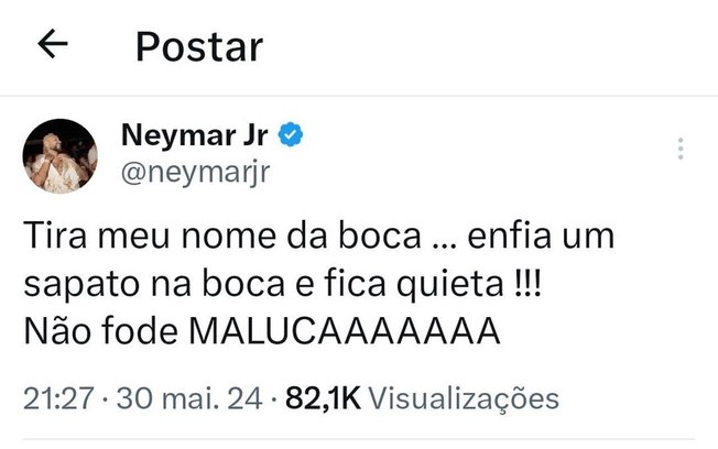 Neymar partiu para o ataque nas redes sociais 