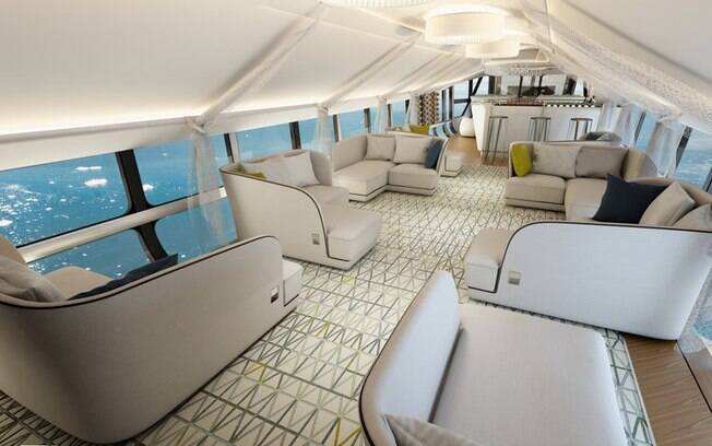 Com o interior luxuoso, a aeronave promete resgatar a moda dos zepelins no século 19, após desastre nos EUA Com o interior luxuoso, a aeronave promete resgatar a moda dos zepelins no século 19, após desastre nos EUA
