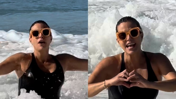 Narcisa grava vídeo na água para pedir doações ao Rio Grande do Sul