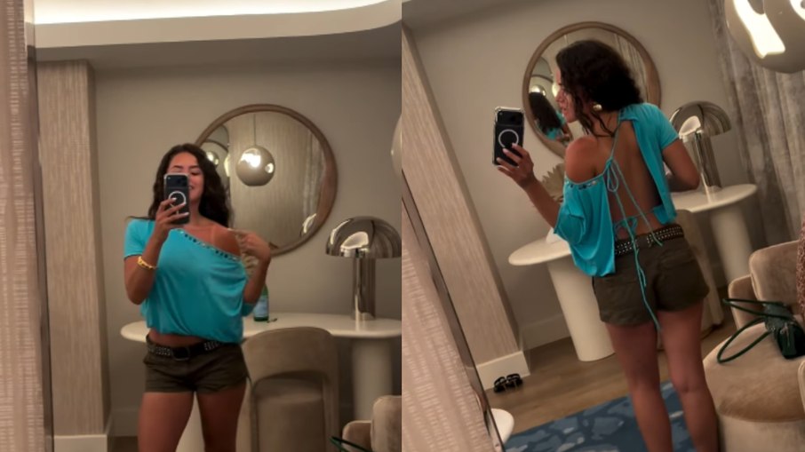Maisa mostra marquinha de biquíni.