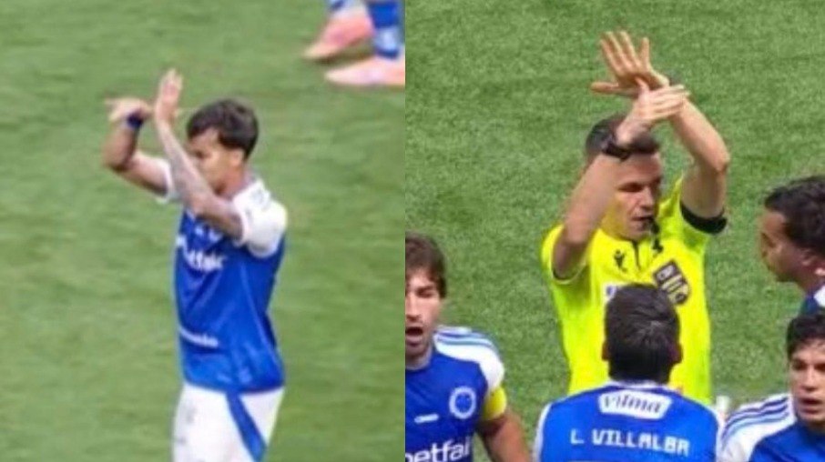 Kaio Jorge é expulso após fazer gesto de roubo para o árbitro Kaio Jorge é expulso após fazer gesto de roubo para o árbitro