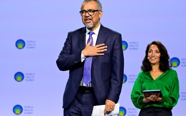 O diretor-geral da OMS, Tedros Adhanom Ghebreyesus, durante a cúpula mundial da Saúde em Berlim, em 14 de outubro de 2024