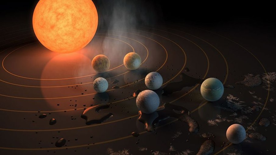 Ilustração artística de um exoplaneta em órbita de uma estrela. Essas imagens ajudam a imaginar mundos fora do Sistema Solar. Ilustração artística de um exoplaneta em órbita de uma estrela. Essas imagens ajudam a imaginar mundos fora do Sistema Solar.