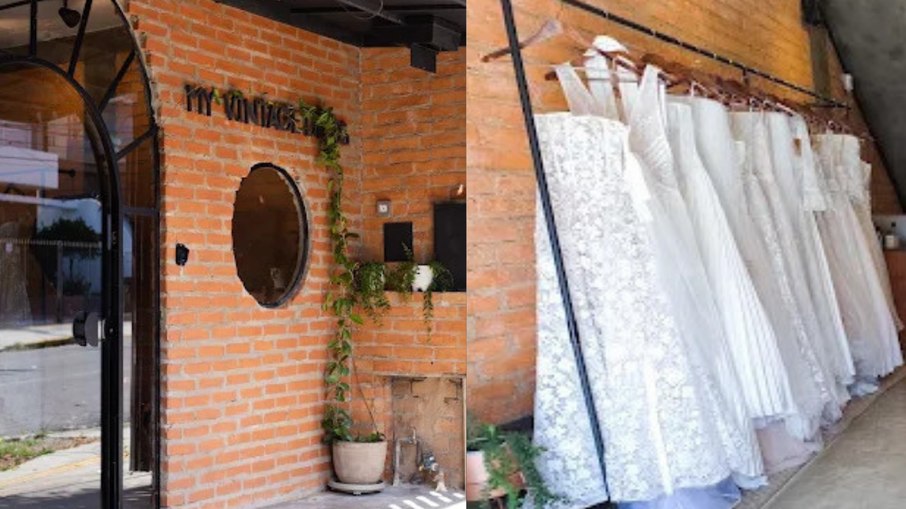 Vestidos de noiva e fachada da loja My Vintage Dress, em Pinheiros, São Paulo Vestidos de noiva e fachada da loja My Vintage Dress, em Pinheiros, São Paulo