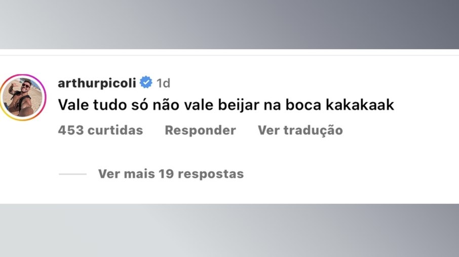 Print do comentário do ex-BBB Arthur Picoli