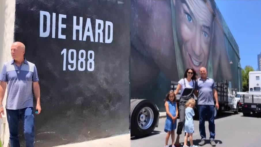 Bruce Willis visitou set de 'Duro de Matar' com a família em 2018