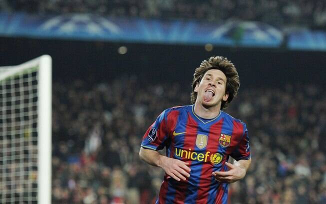 Messi comemora gol válido pela Liga dos Campeões. Foto: Getty Images