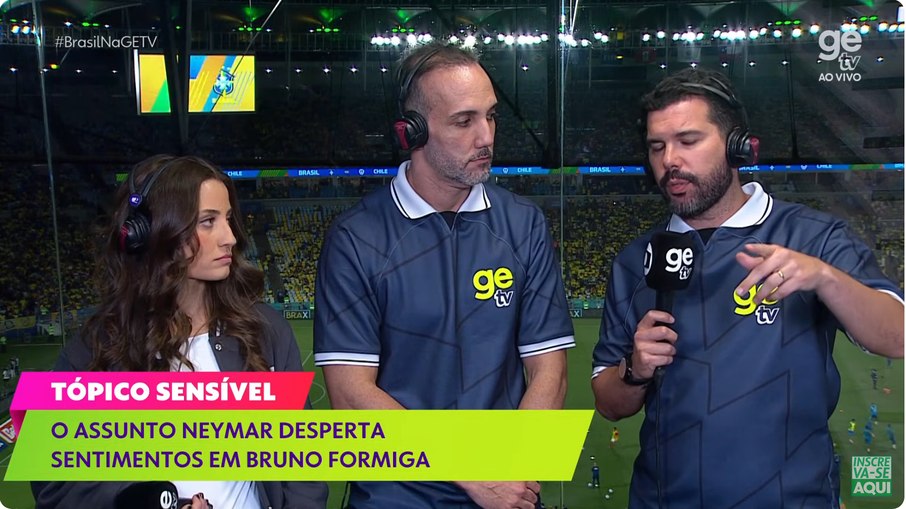 Luana Maluf, Jorge Iggor e Bruno Formiga na transmissão da ge tv