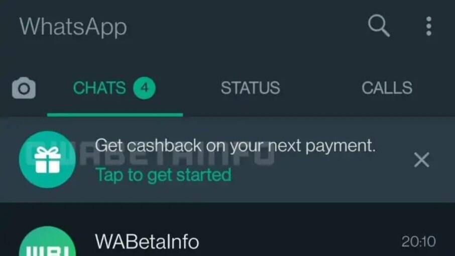 Cashback aparece em versão de testes do WhatsApp
