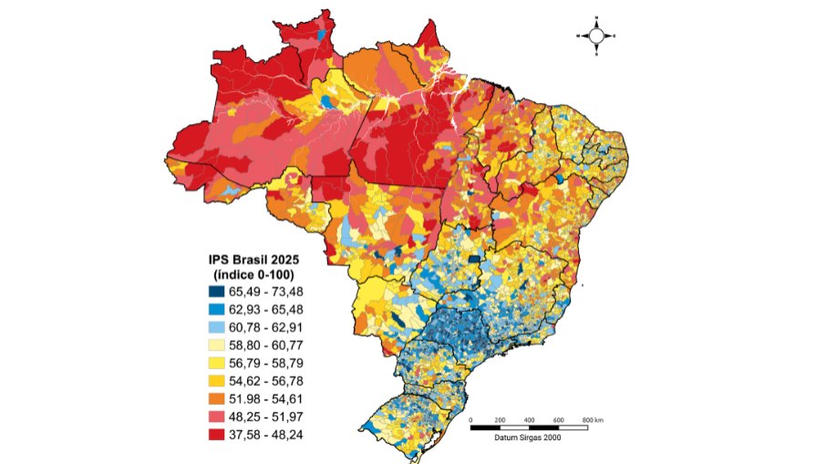 Mapa do Brasil que separa os municípios a partir do ranking de qualidade de vida Mapa do Brasil que separa os municípios a partir do ranking de qualidade de vida