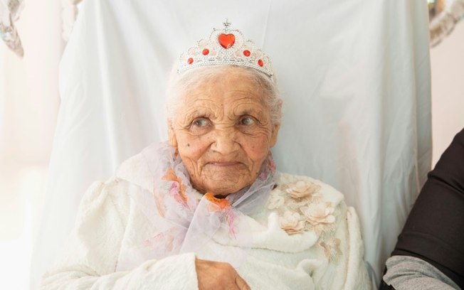 Margaret Maritz em seu 118º aniversário, comemorado em uma casa de repouso em Touws River, em 27 de setembro de 2024