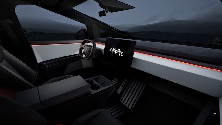 Cybertruck mantém tendência de interior minimalista dos demais carros da Tesla