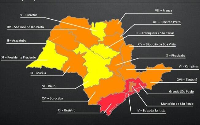 Mapa aponta em quais fases de flexibilização cada região está